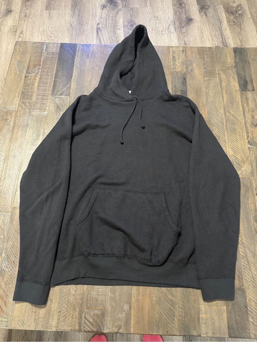 John Elliott Black Pullover Hoodie with Kangaroo Pocket